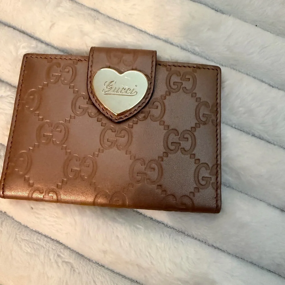 Gucci Guccissima Lovely Heart Snap Bifold Card Case